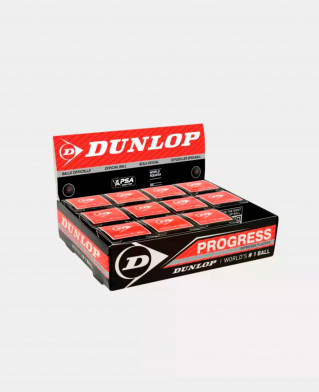 Мячи для сквоша DUNLOP PROGRESS - одна красная точка (упаковка 12 шт.)